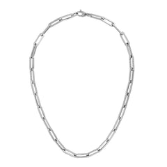 Collar de cadena con clip de oro blanco de 14 k, joyería fina de diseño de 6 mm para hombres y mujeres