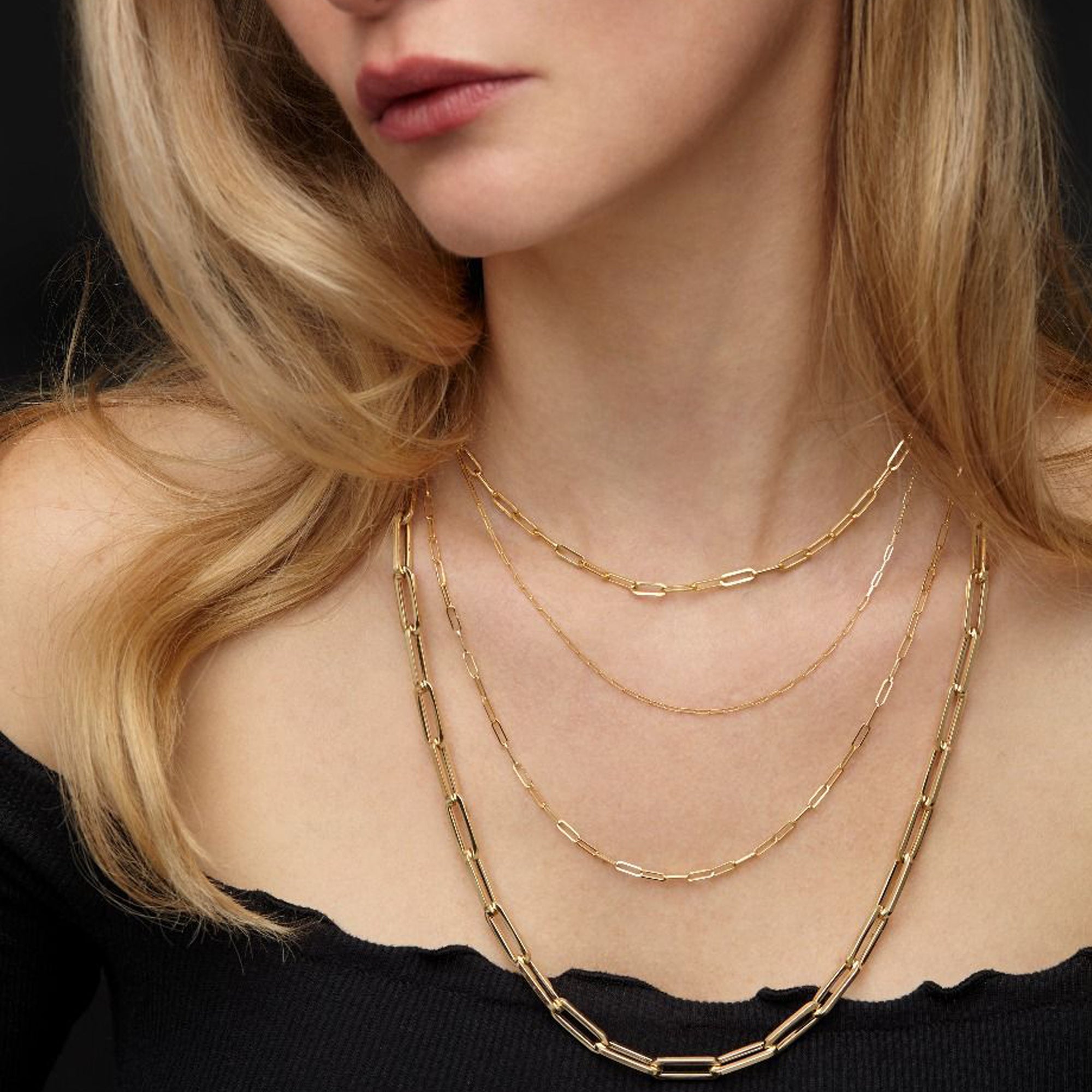 14K Gold Paperclip Chain Necklace