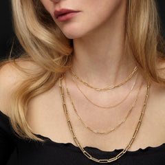 Collar de cadena con clip de oro blanco de 14 k, joyería fina de diseño de 6 mm para hombres y mujeres