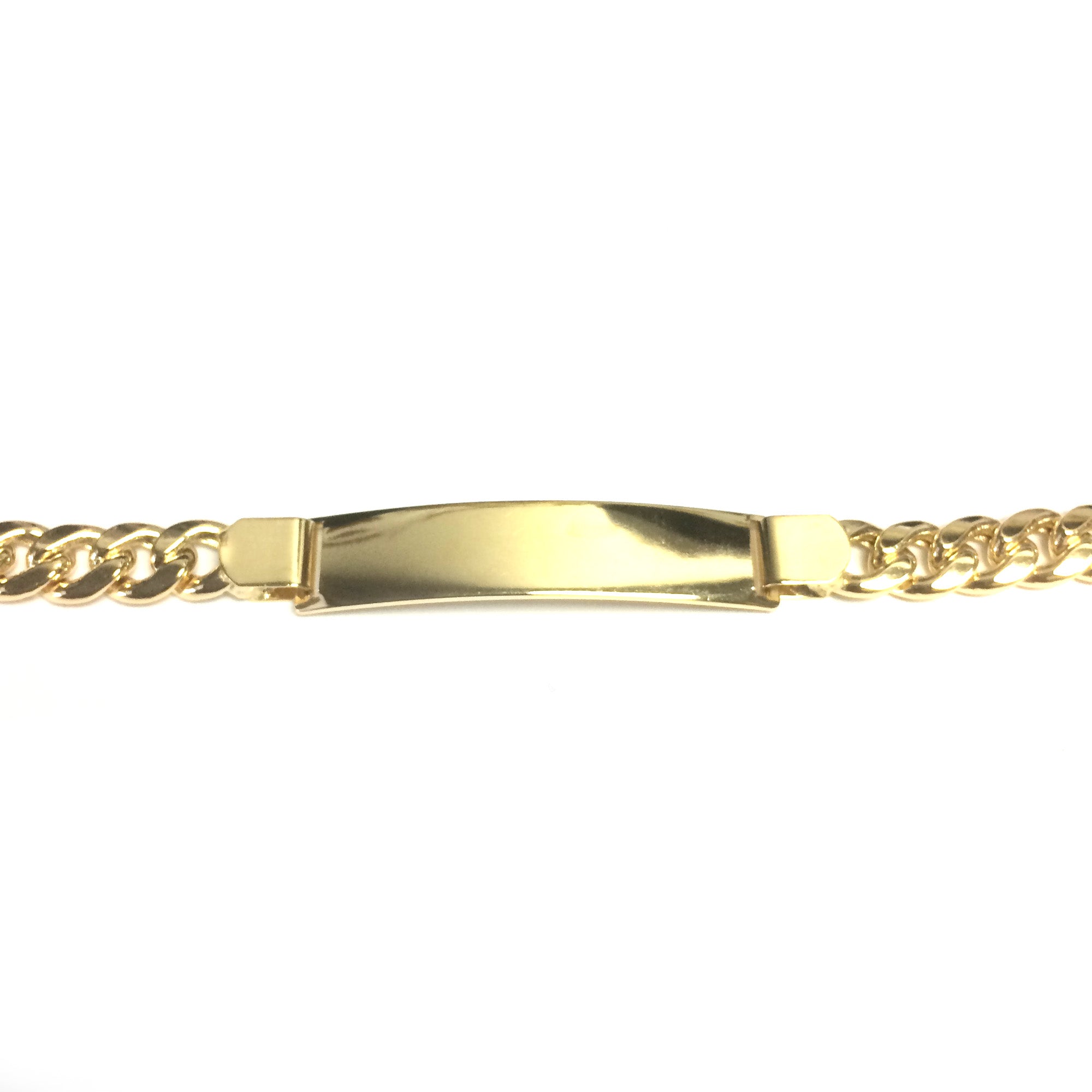 14k gult guld Curb Link Herr ID-armband, 8,5" fina designersmycken för män och kvinnor