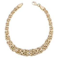 Bracelet byzantin gradué en or jaune 14 carats pour femmes, bijoux de créateurs fins de 7,5 pouces pour hommes et femmes
