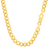 14k Yellow Gold Curb Hollow Chain Necklace, 4.7mm