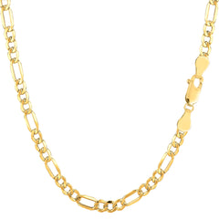 14k Yellow Gold Hollow Figaro Chain Bracelet, 8.5" fine designer jewelry for men and women