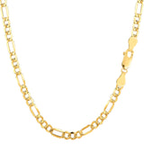 14k Yellow Gold Hollow Figaro Chain Necklace, 3.5mm