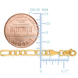 14k Yellow Gold Hollow Figaro Chain Bracelet, 3.5mm, 8.5"