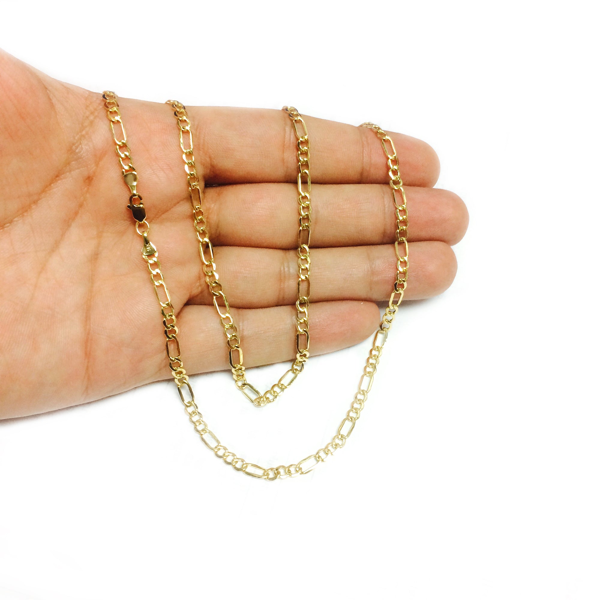 14 karat gul guld hul Figaro kæde halskæde, 3,5 mm fine designer smykker til mænd og kvinder