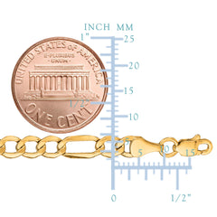 14k Yellow Gold Hollow Figaro Chain Necklace, 4.6mm