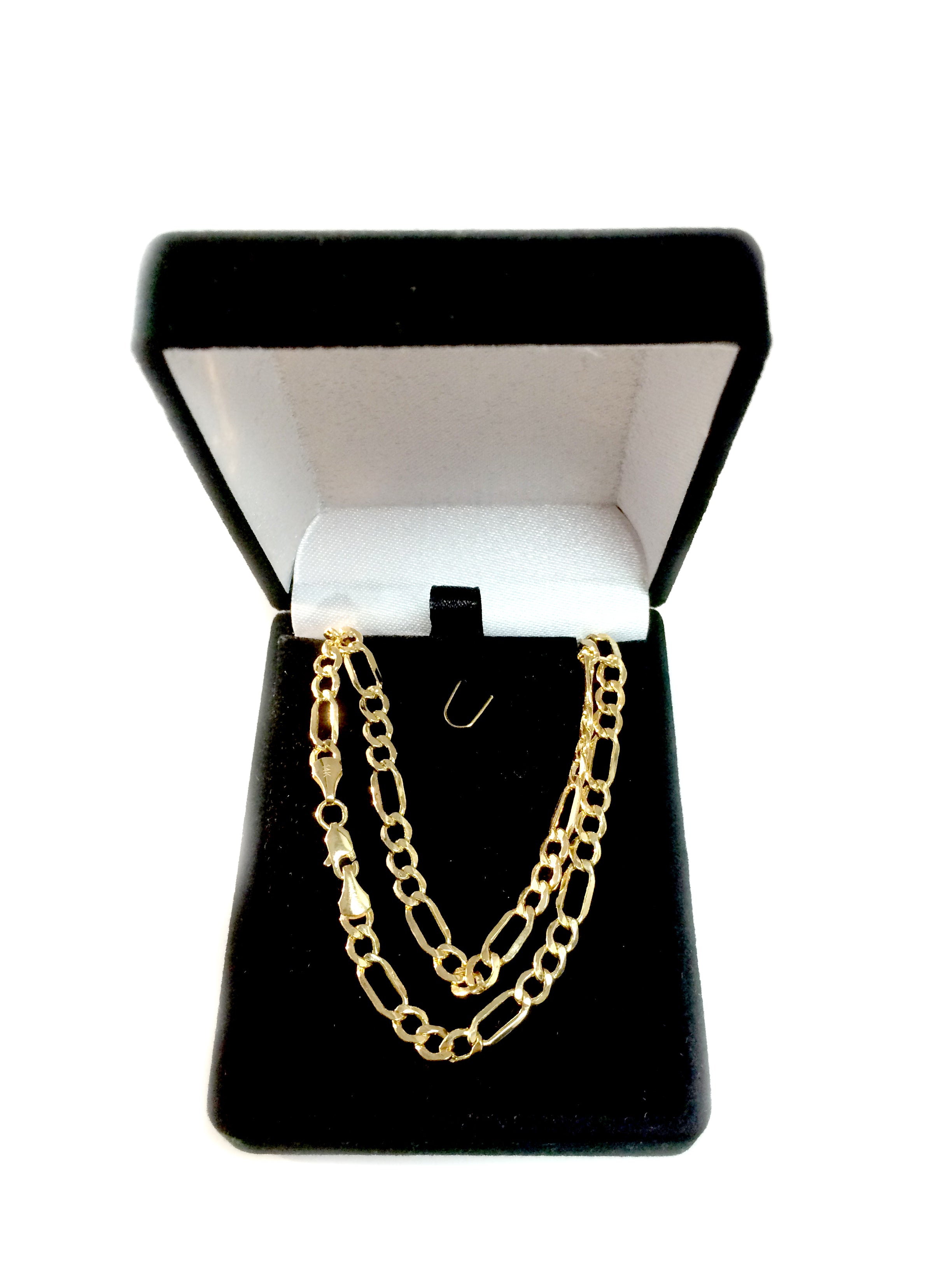 14k gult guld ihåligt Figaro Chain Halsband, 4,6 mm fina designersmycken för män och kvinnor