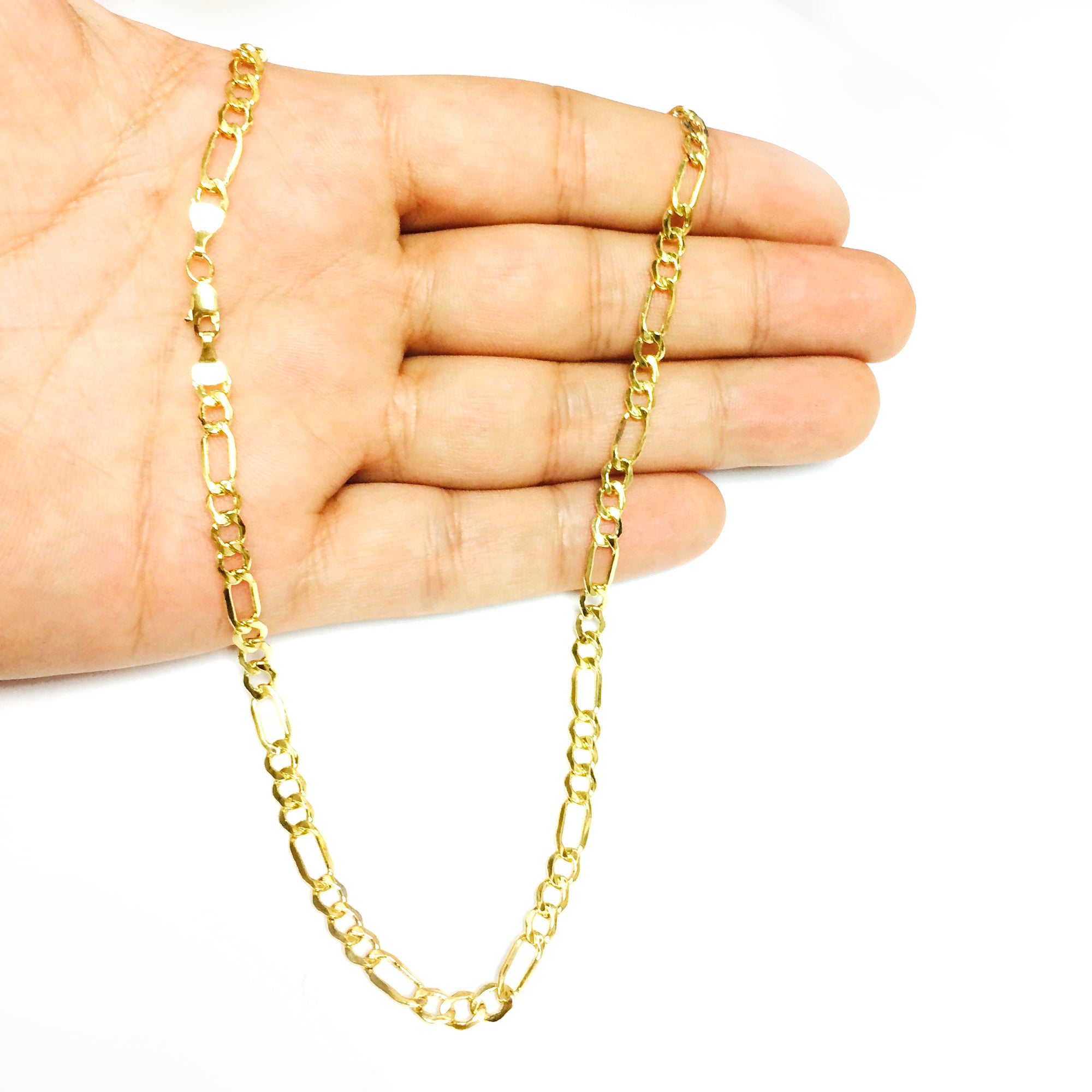 Collana a catena Figaro cava in oro giallo 14k, gioielleria raffinata da 4,6 mm per uomini e donne