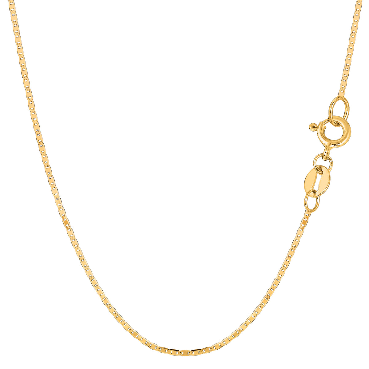14k Yellow Gold Mariner Link Chain Necklace, 1.2mm fine designer jewelry for men and women