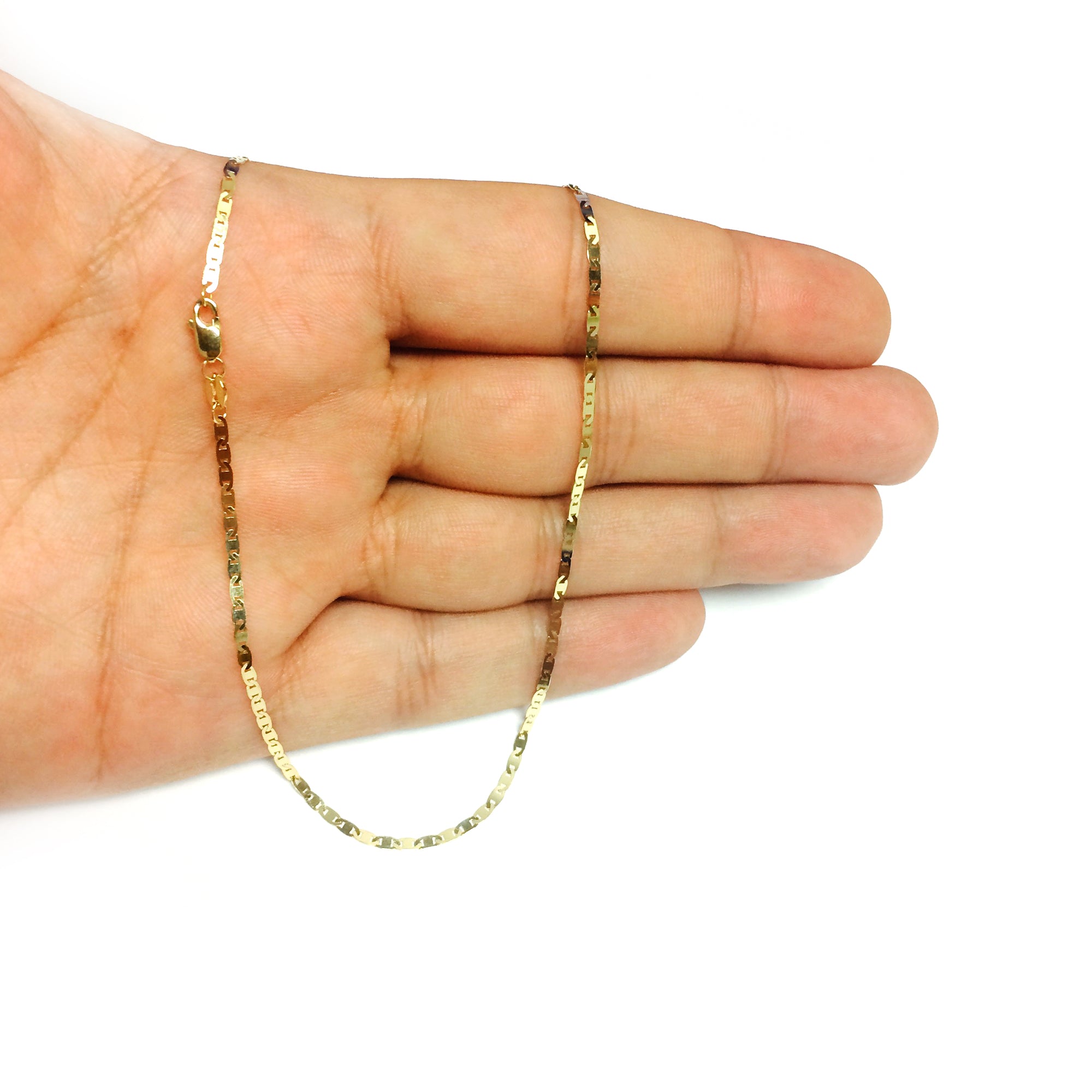 14k gult gull Mariner Link Chain Halskjede, 1,7 mm fine designersmykker for menn og kvinner