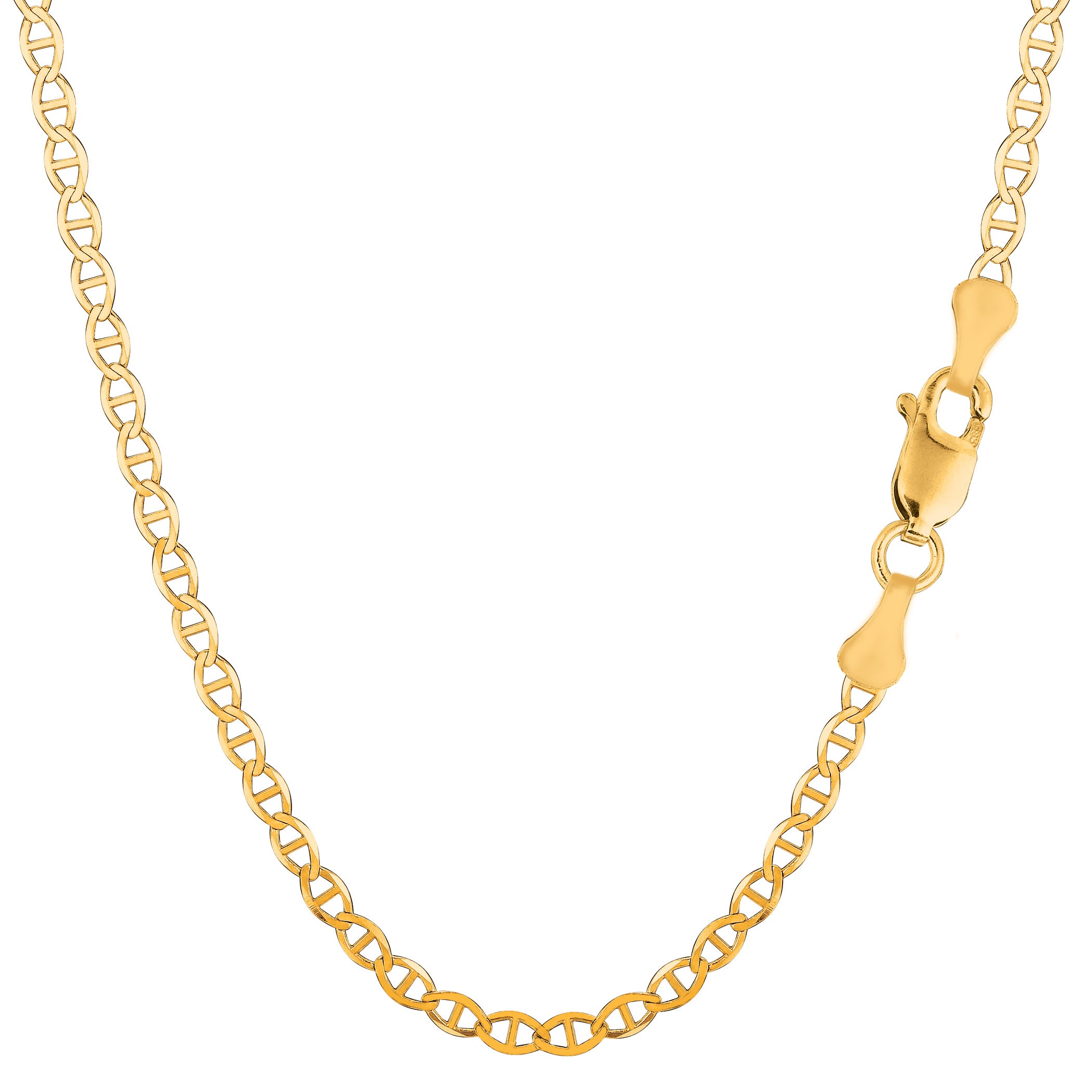 14k Yellow Gold Mariner Link Chain Necklace,3.2 mm fine designer jewelry for men and women