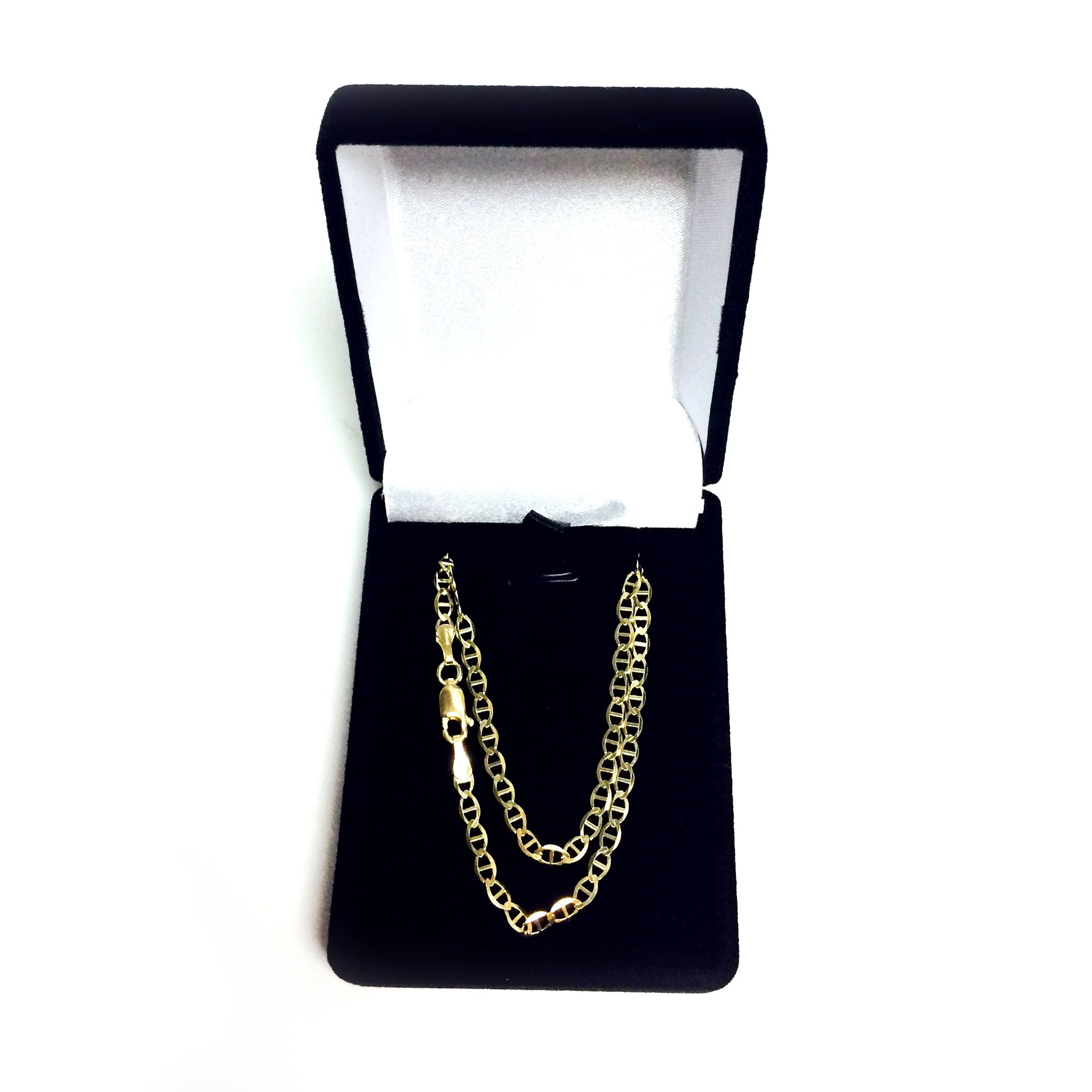 14k gult guld Mariner Link Chain Halsband, 3,2 mm fina designersmycken för män och kvinnor