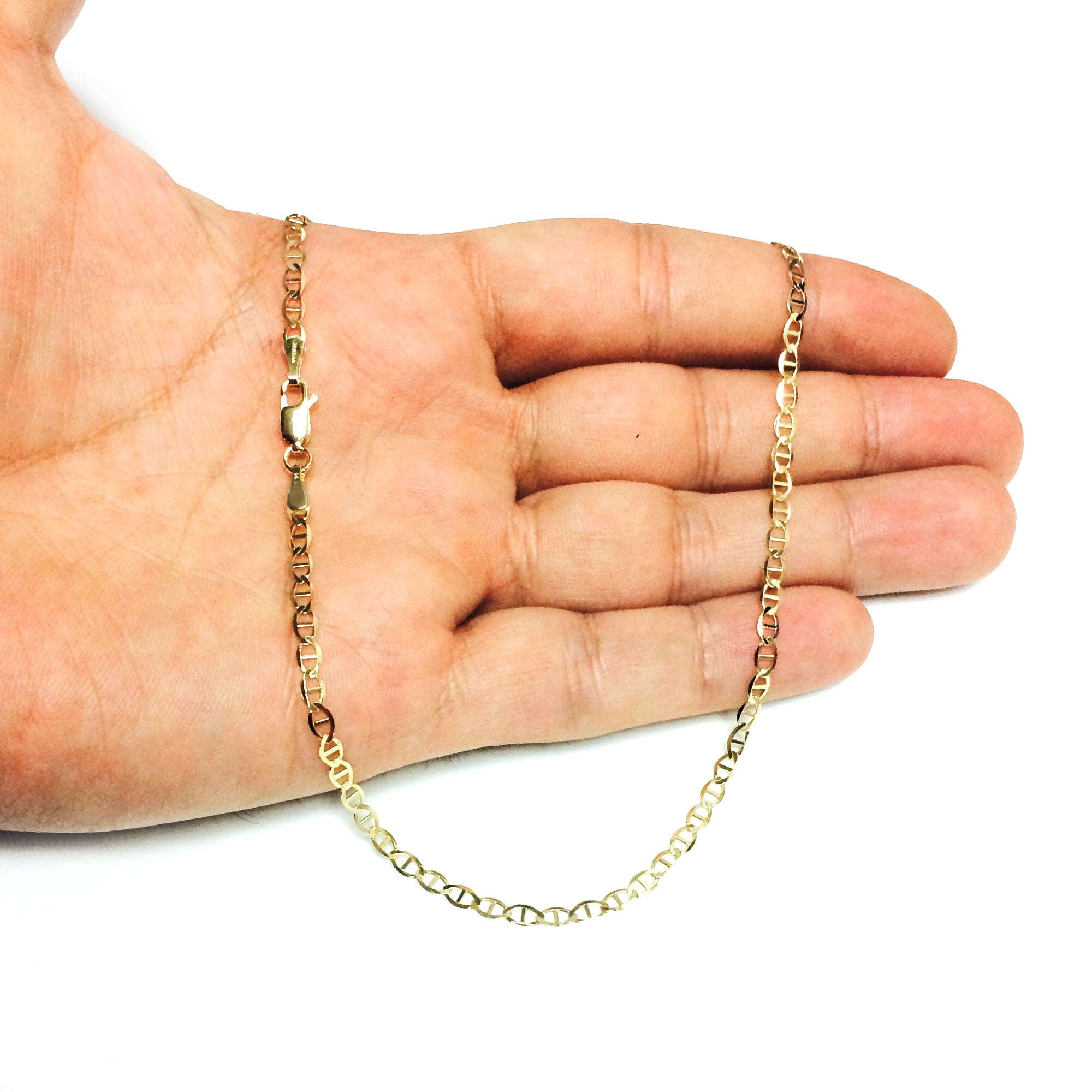 14k Yellow Gold Mariner Link Chain Necklace,3.2 mm fine designer jewelry for men and women