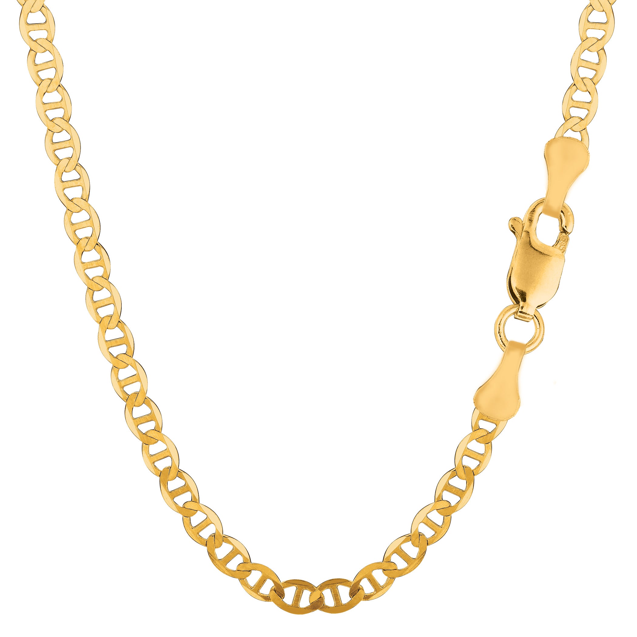 Collier chaîne à maillons Mariner en or jaune 14 carats, bijoux de créateurs fins de 4,5 mm pour hommes et femmes