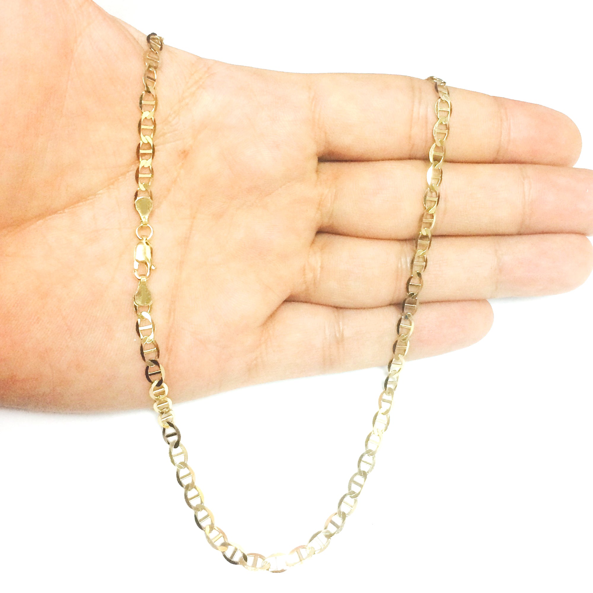 14k gult guld Mariner Link Chain Halsband, 4,5 mm fina designersmycken för män och kvinnor