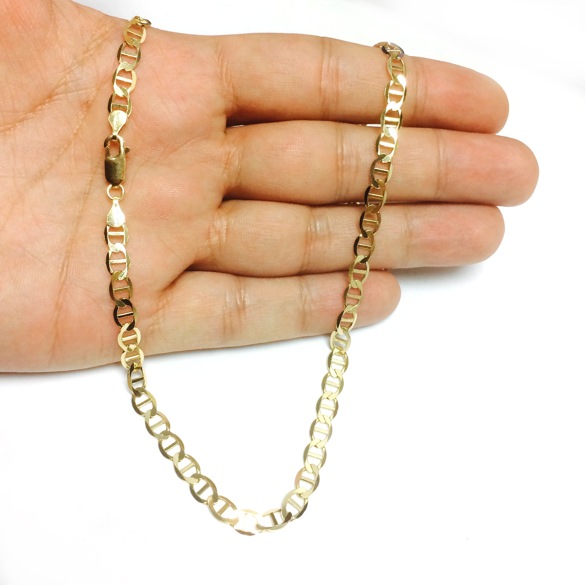 Collier chaîne à maillons Mariner en or jaune 14 carats, bijoux de créateurs fins de 5,5 mm pour hommes et femmes