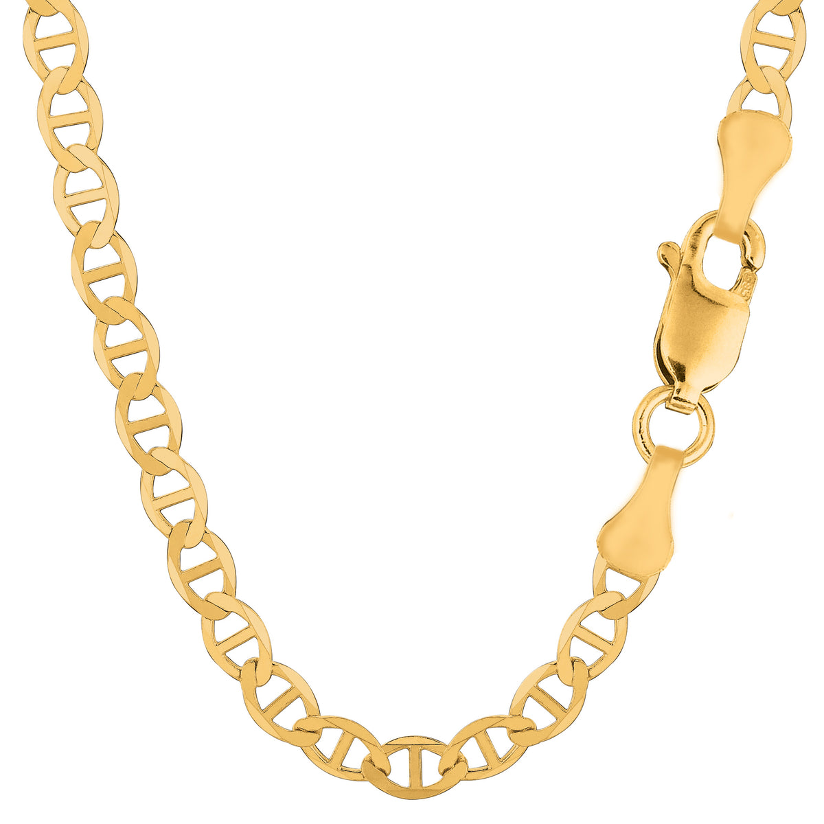 Collier chaîne à maillons Mariner en or jaune 14 carats, bijoux de créateurs fins de 6,0 mm pour hommes et femmes