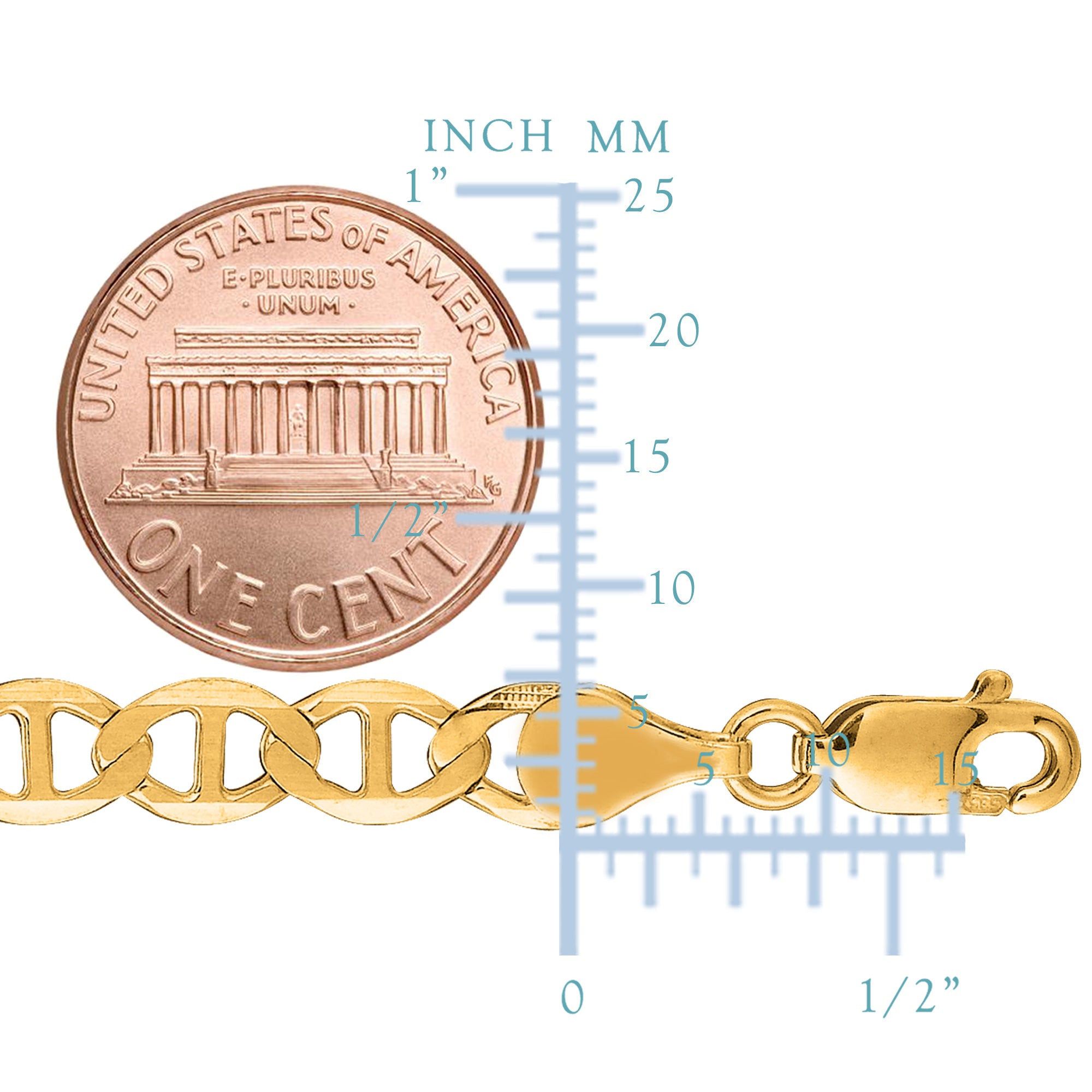 14 k gult gull Mariner Link Chain Halskjede, 6,0 mm fine designersmykker for menn og kvinner