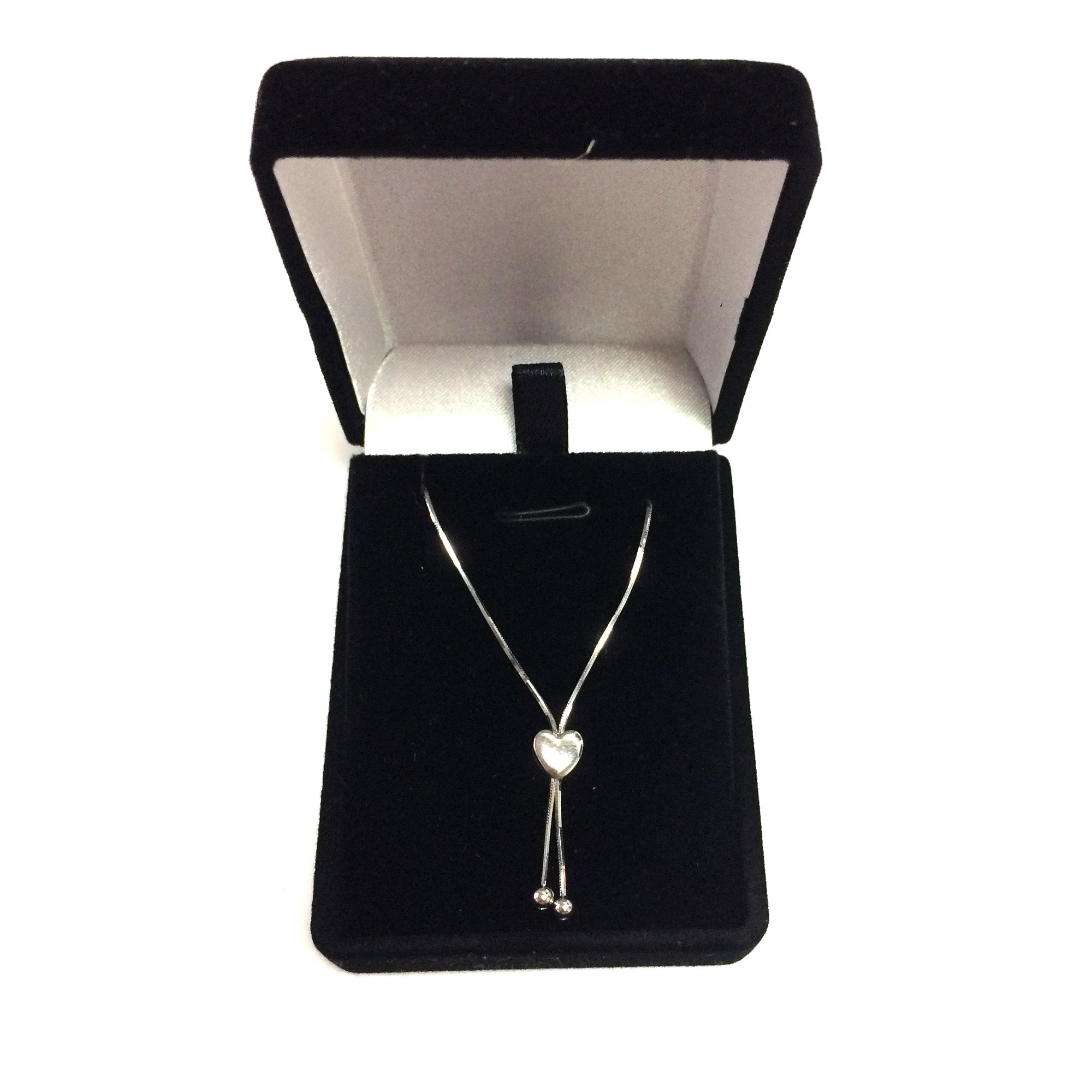 Lariat Type With Heart Clasp Bolo Adjustable Bracelet In 14K White Gold, 9.25"