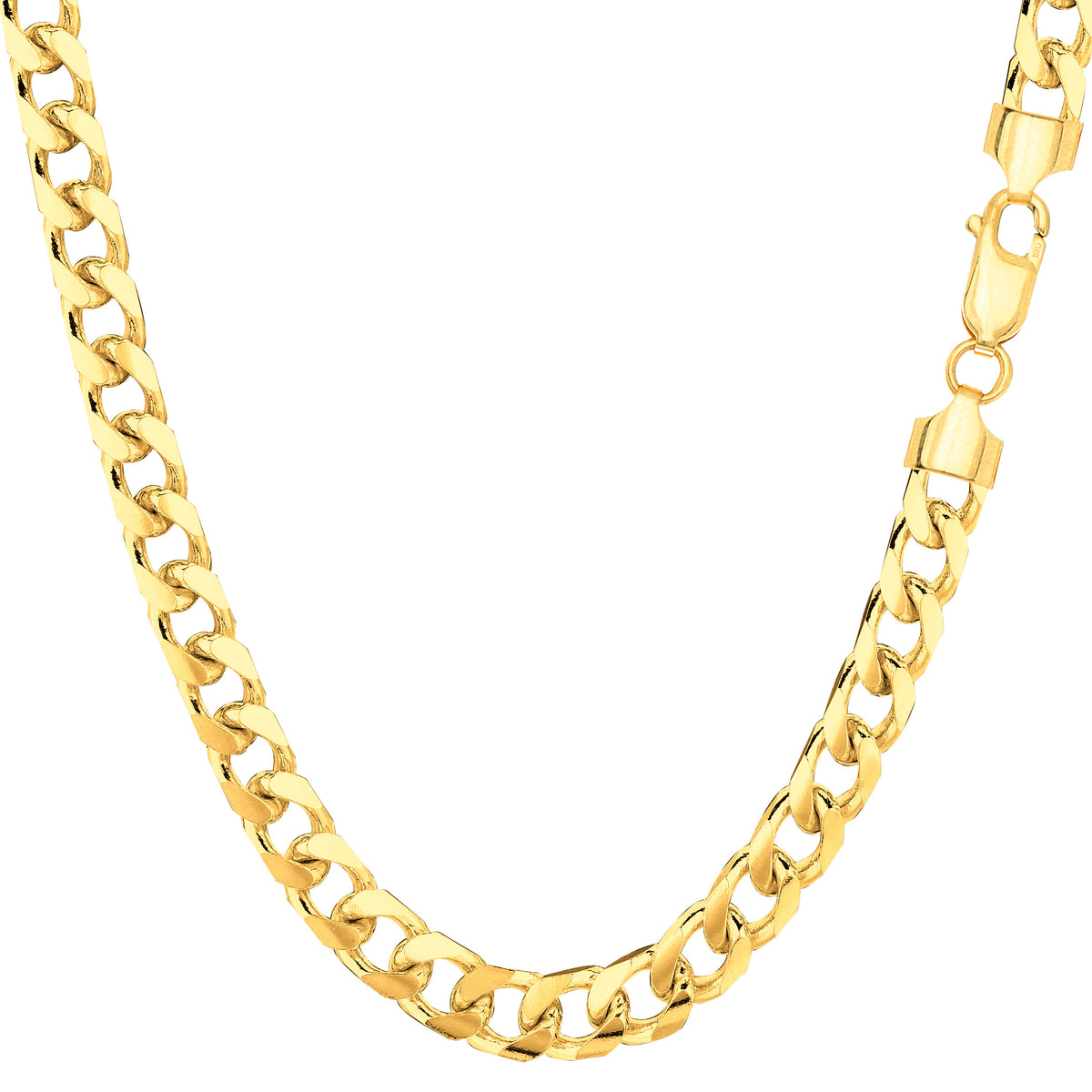 14k Yellow Solid Gold Miami Cuban Link Chain Mens Bracelet, 5mm, 8.5"