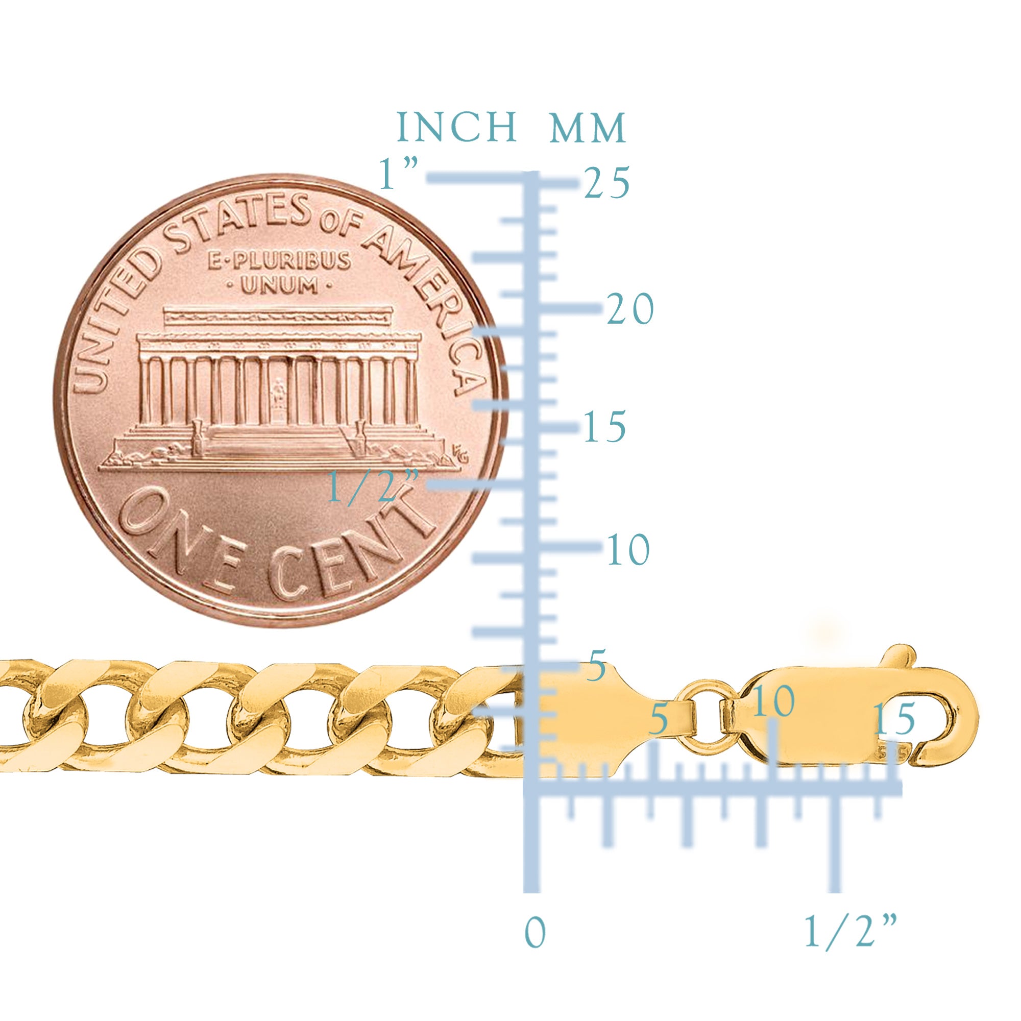 14k Yellow Solid Gold Miami Cuban Link Chain Mens Bracelet, 5mm, 8.5"