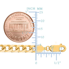 14k Yellow Solid Gold Miami Cuban Link Chain Mens Bracelet, 5mm, 8.5"