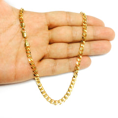 14k Yellow Solid Gold Miami Cuban Link Chain Mens Bracelet, 5mm, 8.5"