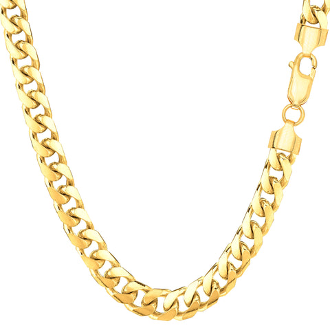 14k Yellow Solid Gold Miami Cuban Link Chain Mens Bracelet, 5.7mm, 8.5"