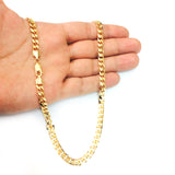 14k Yellow Gold Miami Cuban Link Chain Necklace, Width 5.8mm