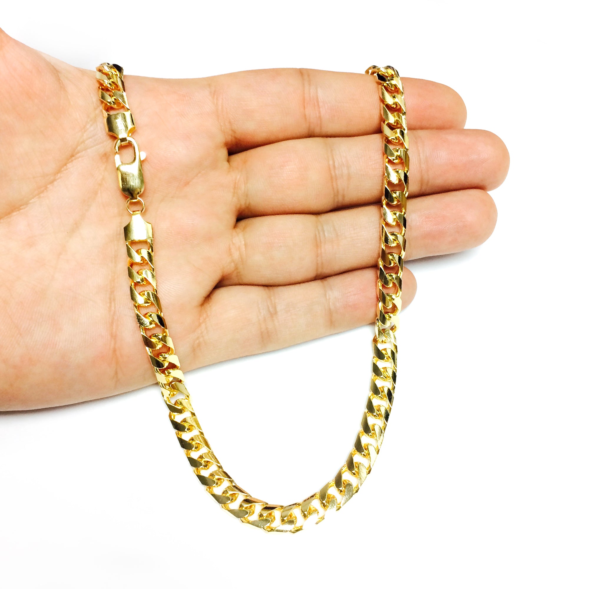 Collar de cadena de eslabones cubanos de Miami de oro amarillo de 14 quilates, joyería fina de diseño de 6,9 ​​mm de ancho para hombres y mujeres