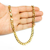 14k Yellow Solid Gold Miami Cuban Link Chain Mens Bracelet, 6.2mm, 8.5"