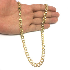 14K Yellow Gold Filled Solid Curb Chain Necklace, 7.0mm Wide