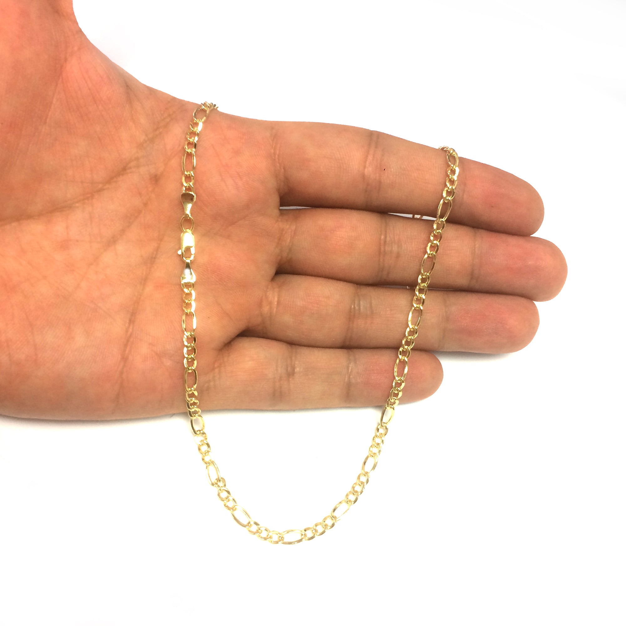 Collana a catena Figaro riempita in oro giallo 14 carati, gioielleria di design raffinata larga 3,2 mm per uomini e donne