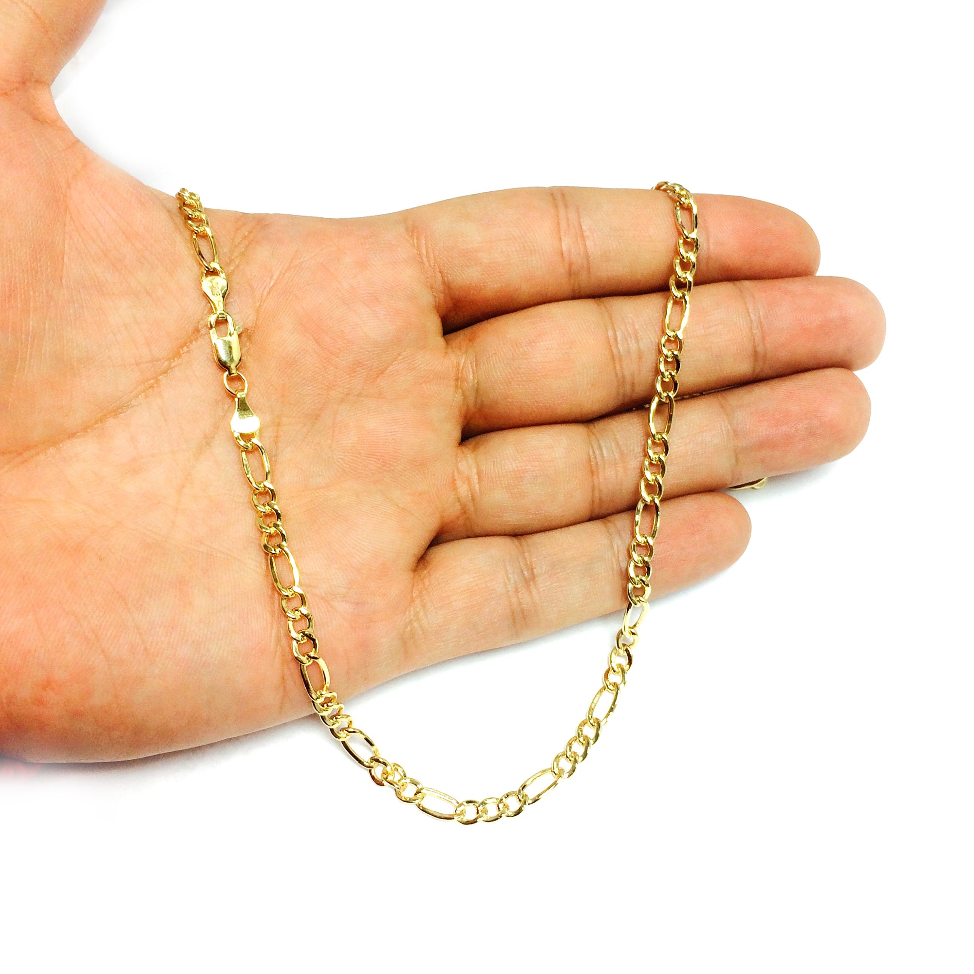 14K Yellow Gold Filled Solid Figaro Chain Necklace, 4.0 mm Wide