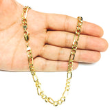 14K Yellow Gold Filled Solid Figaro Chain Necklace, 6.0 mm Wide