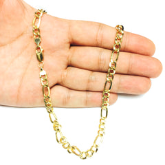 Collar de cadena Figaro sólida con relleno de oro amarillo de 14 quilates, joyería fina de diseño de 6,0 mm de ancho para hombres y mujeres