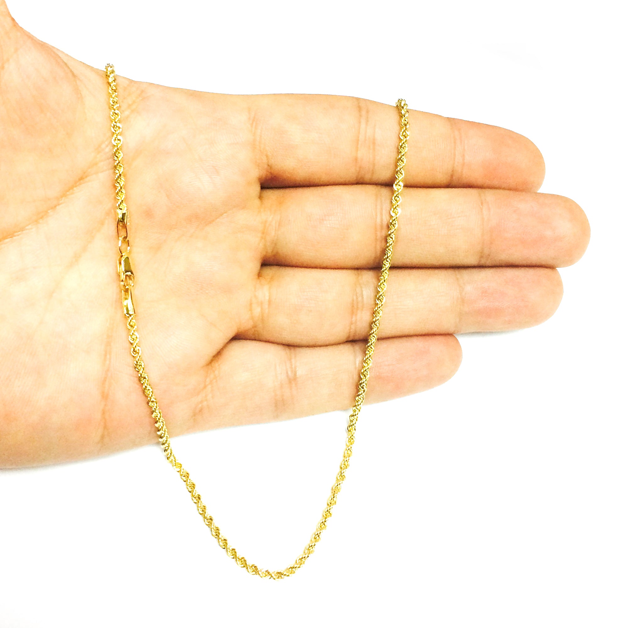 14K Yellow Gold Filled Solid Rope Chain Necklace, 2.1mm Wide