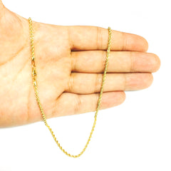 14K gul guldfyldt Solid Rope Chain Halskæde, 2,1 mm brede fine designersmykker til mænd og kvinder