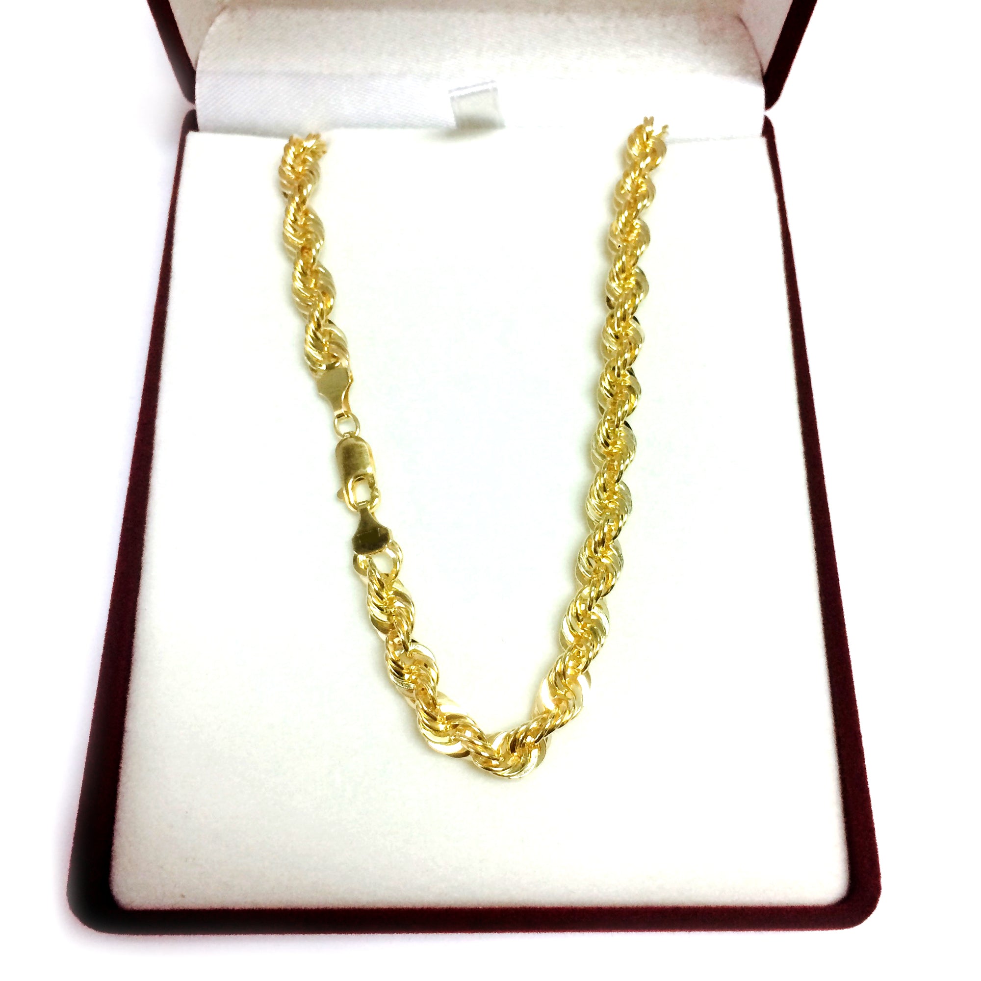 14K gult guldfyllt massivt repkedja halsband, 6,0 mm brett fina designersmycken för män och kvinnor