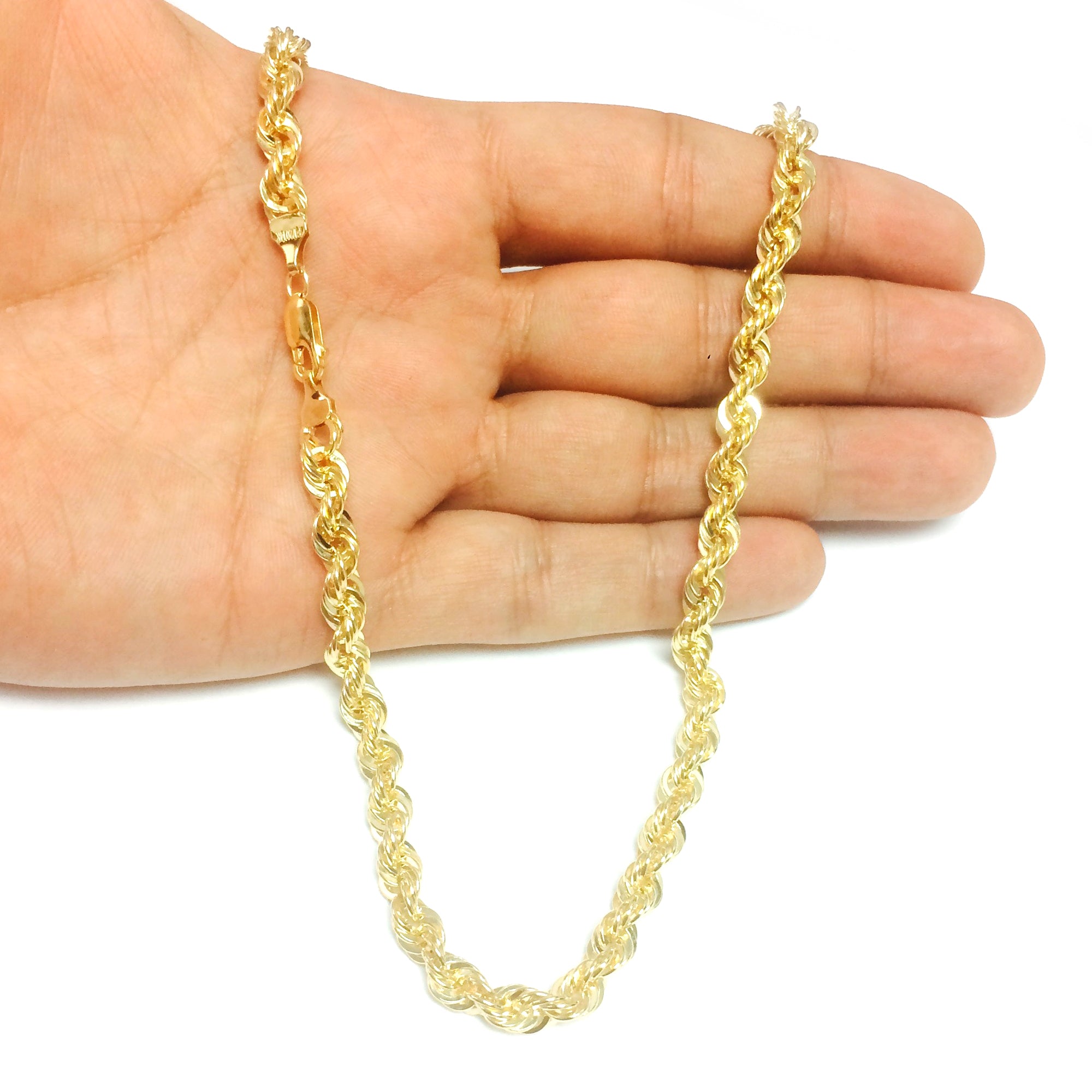 14K gul guldfyldt Solid Rope Chain halskæde, 6,0 mm brede fine designersmykker til mænd og kvinder