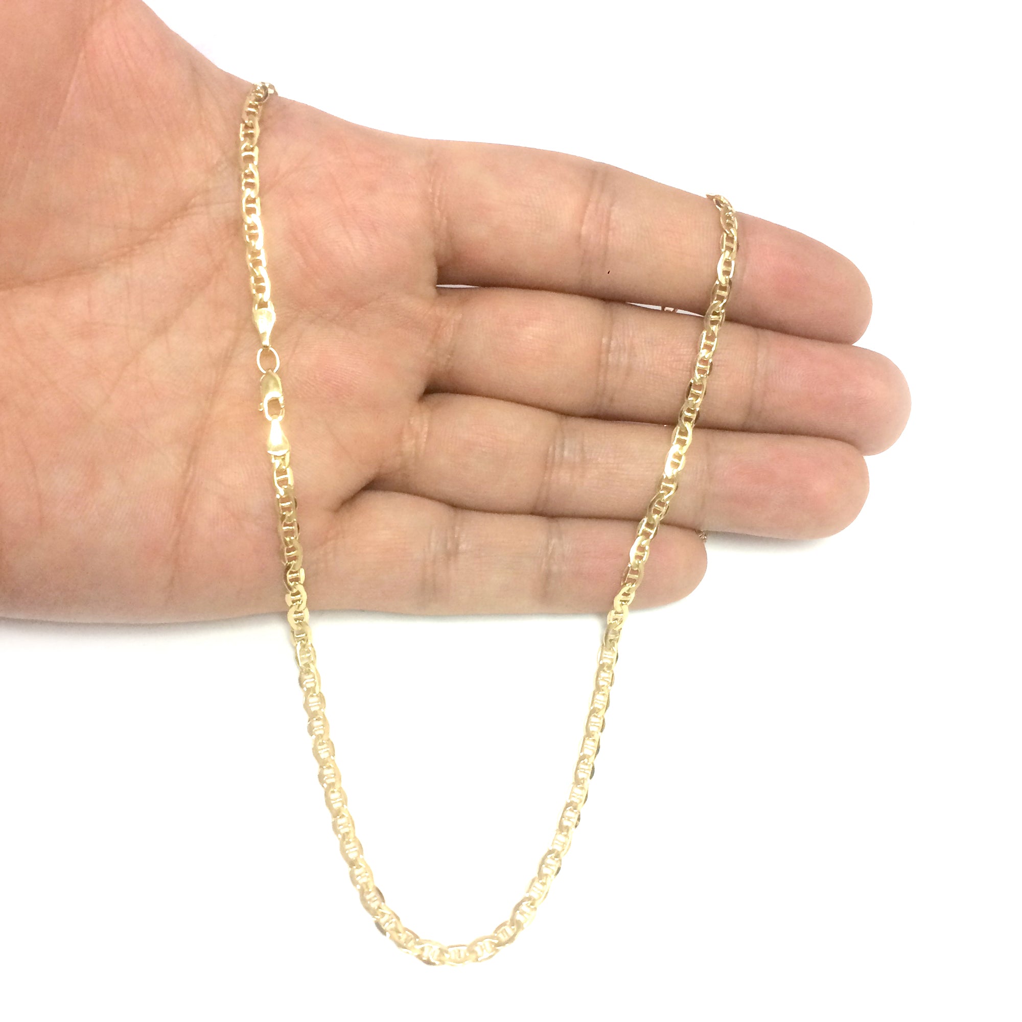 Collana a catena Mariner in oro giallo 14 carati, gioielleria raffinata di alta qualità da 3,2 mm per uomini e donne