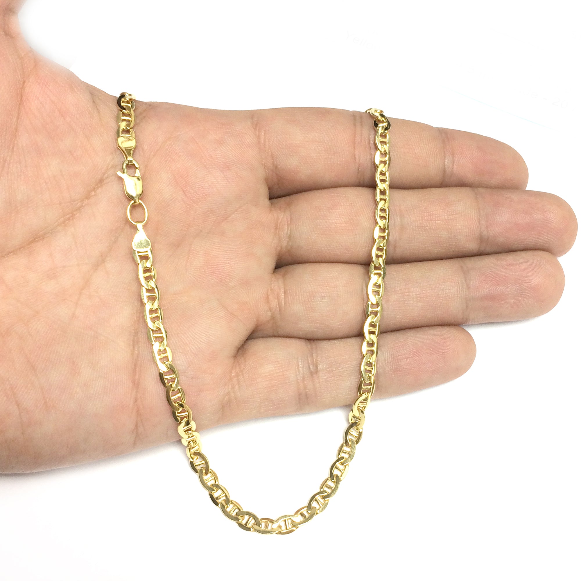 Collier chaîne Mariner solide rempli d'or jaune 14 carats, bijoux de créateur fins de 4,5 mm de large pour hommes et femmes