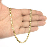 14K Yellow Gold Filled Solid Mariner Chain Necklace, 4.5 mm Wide
