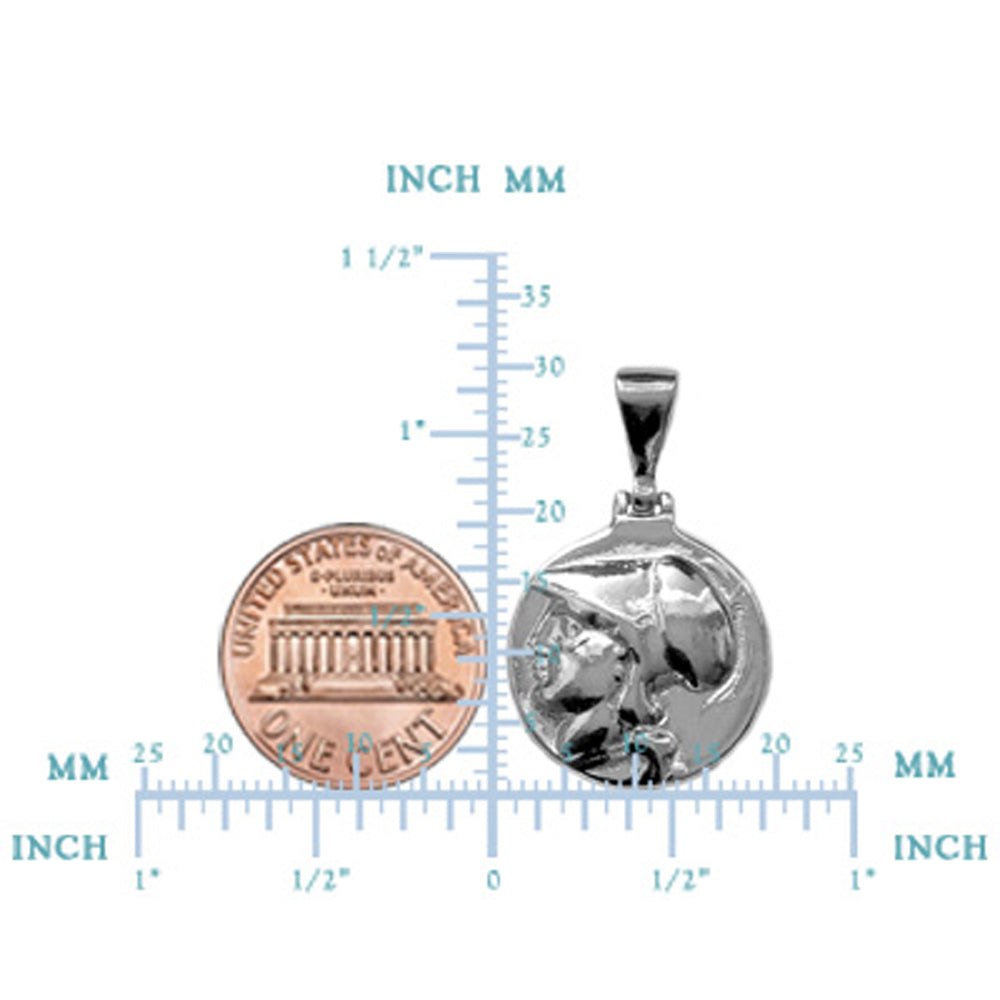 Sterling sølv Athena gresk gudinne anheng, diameter 20 mm fine designersmykker for menn og kvinner