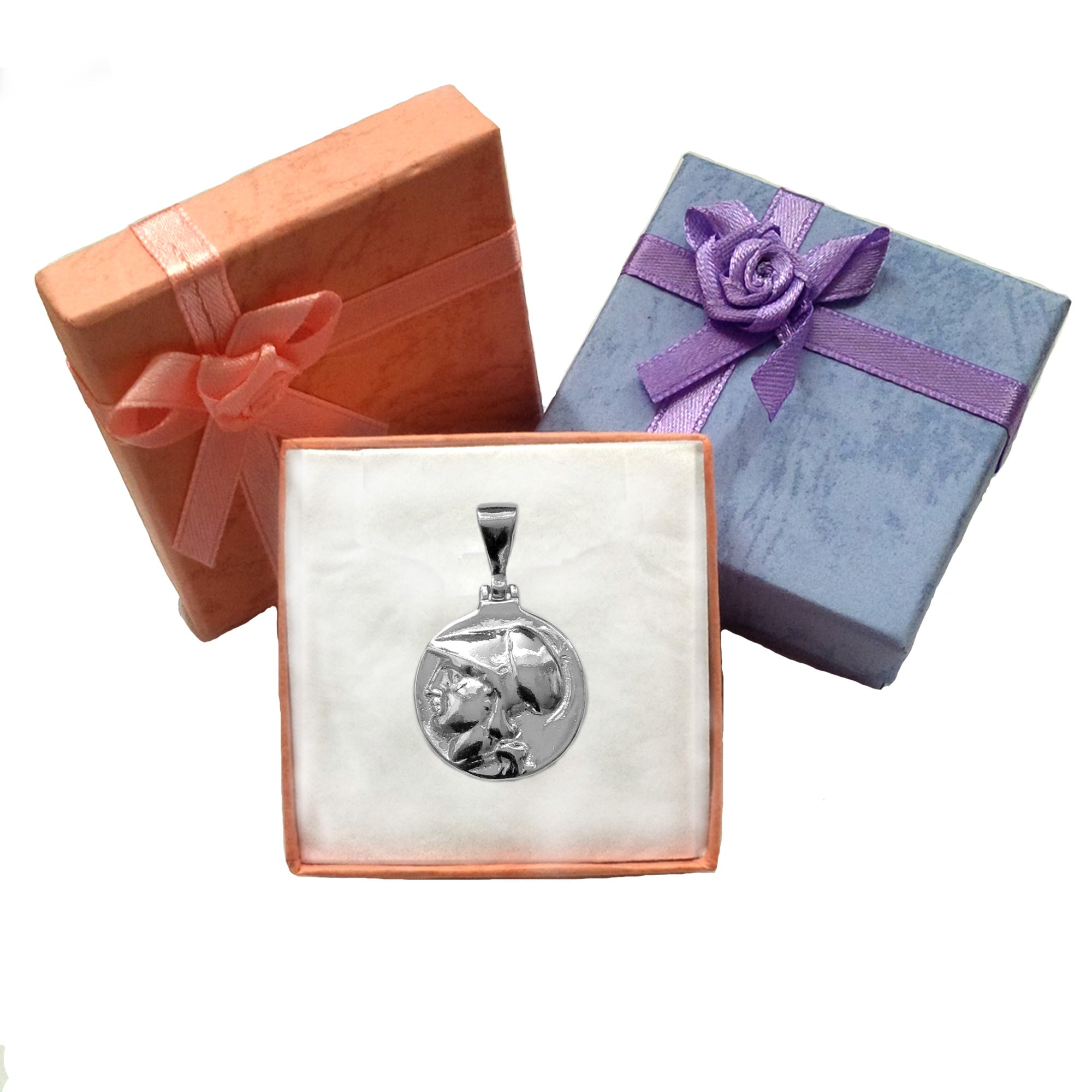 Sterling Silver Athena Greek Goddess Pendant, Diameter 20mm