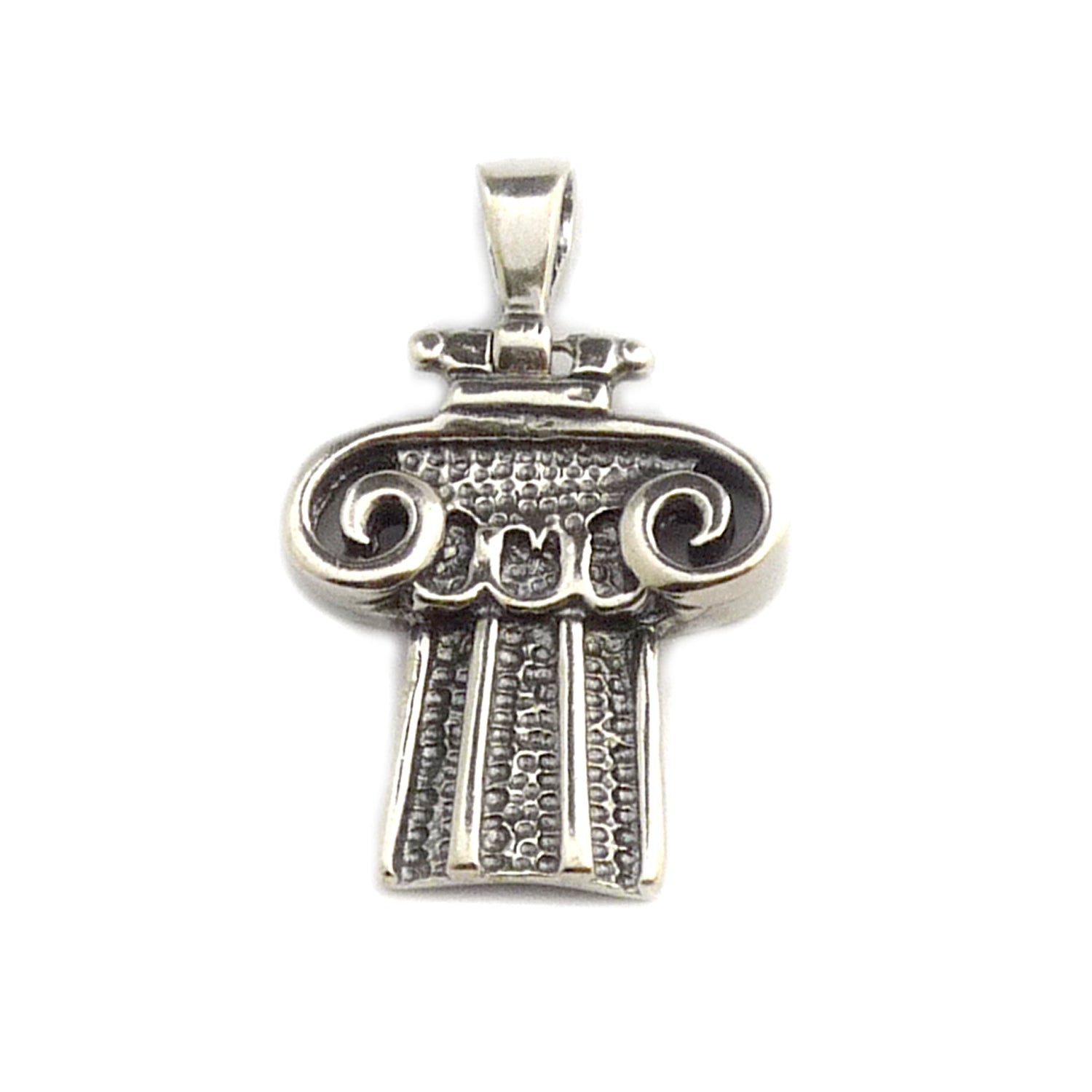 Sterling SilverRhodium Plated Greek Ionic Architecture Pendant