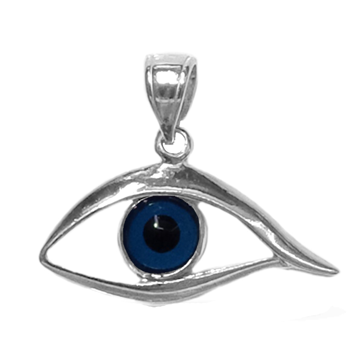 Breloque pendentif mauvais œil bleu en argent sterling, bijoux de créateur fins de 25 x 20 mm pour hommes et femmes