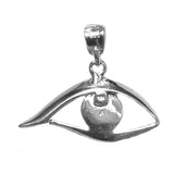 Sterling Silver Evil Blue Eye Pendant Charm, 25 x 20mm