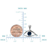 Sterling Silver Evil Blue Eye Pendant Charm, 25 x 20mm